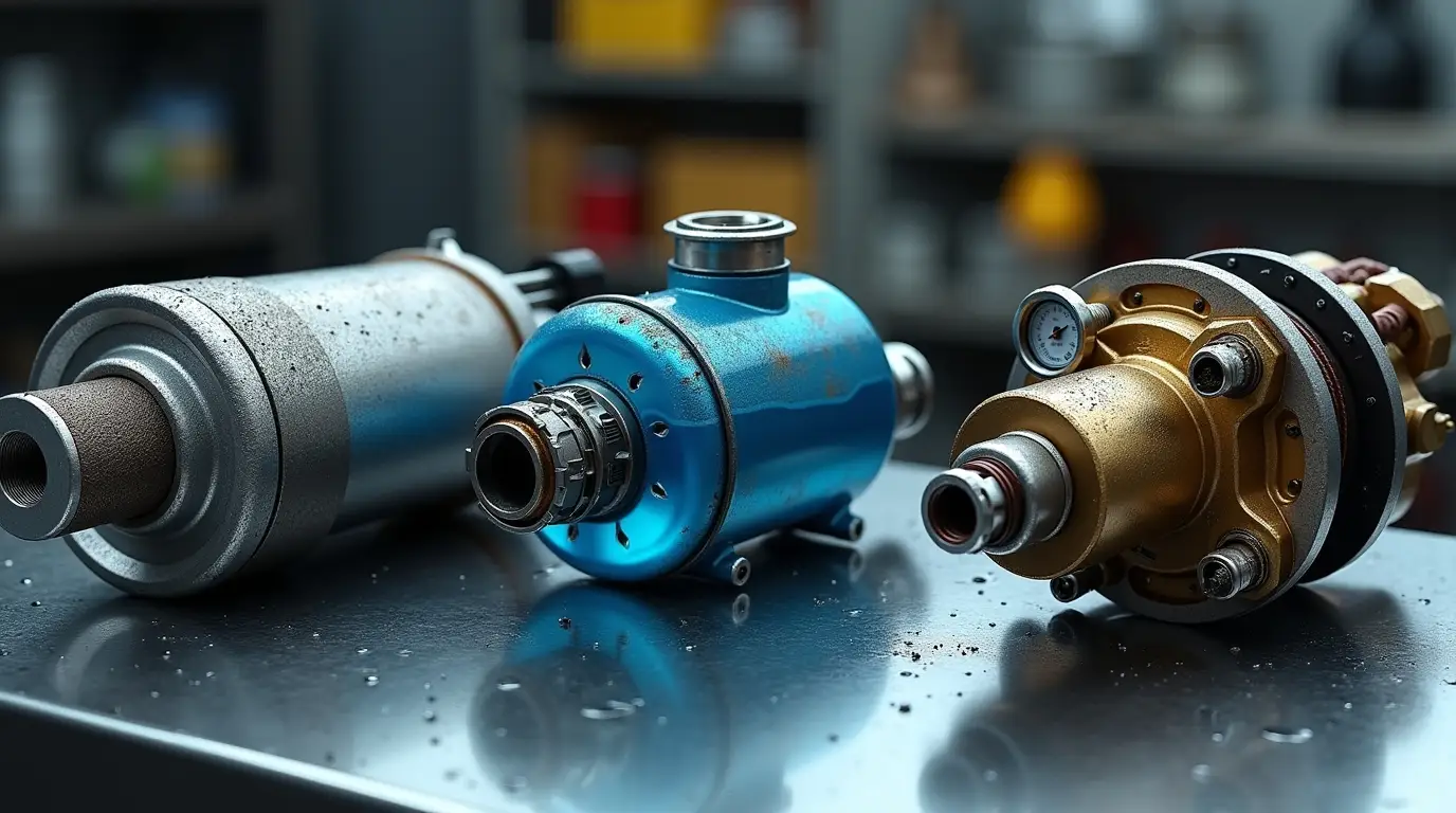 DPF фильтр, AdBlue система и EGR клапан — три экологические компоненты дизельного двигателя на профессиональном верстаке в автосервисе