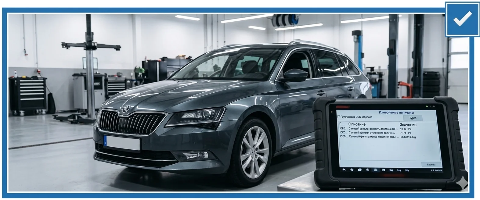 Skoda Superb 1.6 TDI дергается и 1000 оборотов, диагностика сажевого фильтра 86 грамм сажи