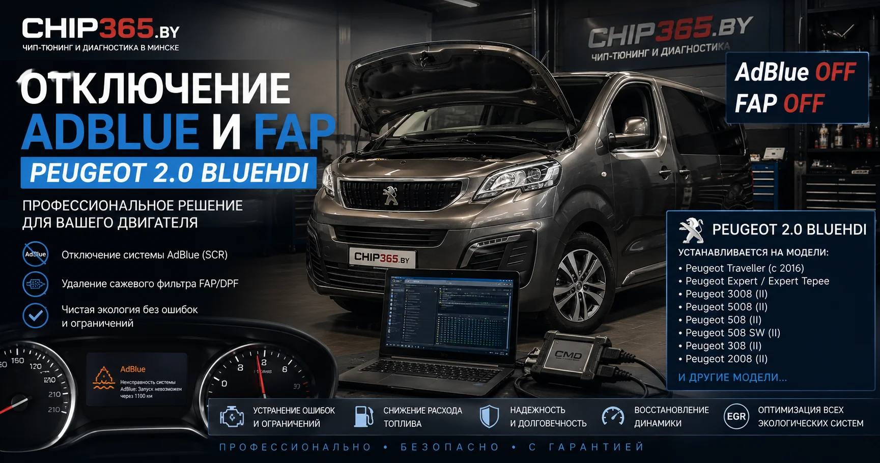 Отключение AdBlue и FAP на Peugeot 2.0 BlueHDi в Минске