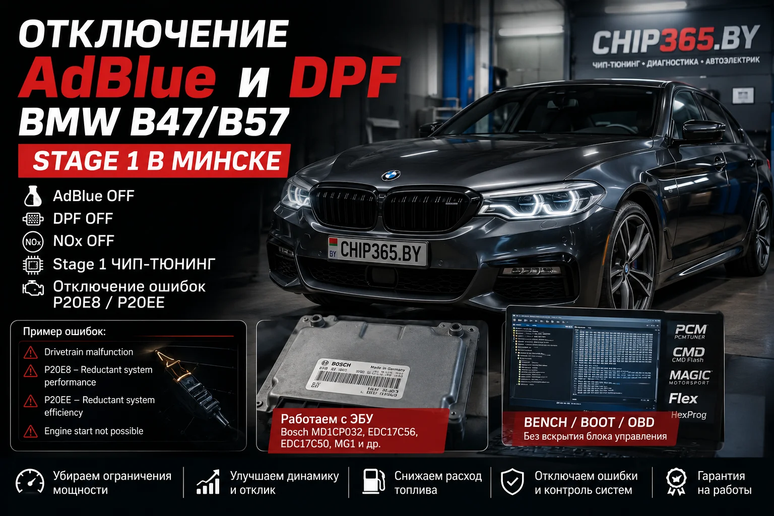 BMW B47/B57 AdBlue OFF и DPF OFF в Минске CHIP365.BY