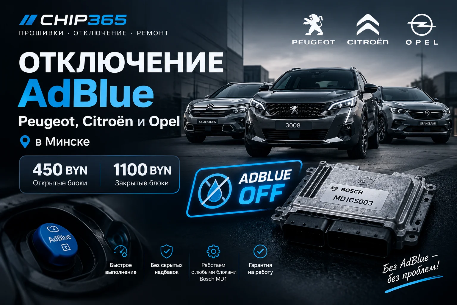 Отключение AdBlue Peugeot Citroën Opel в Минске — CHIP365